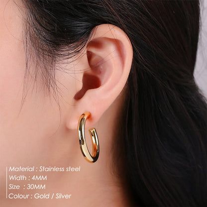 Fashion Geometric Plating Stainless Steel Hoop Earrings