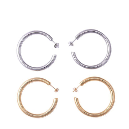 Fashion Geometric Plating Stainless Steel Hoop Earrings