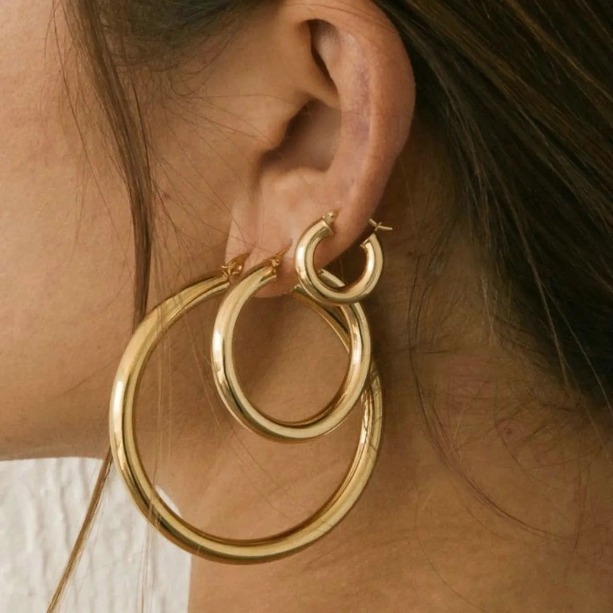 Fashion Geometric Plating Stainless Steel Hoop Earrings