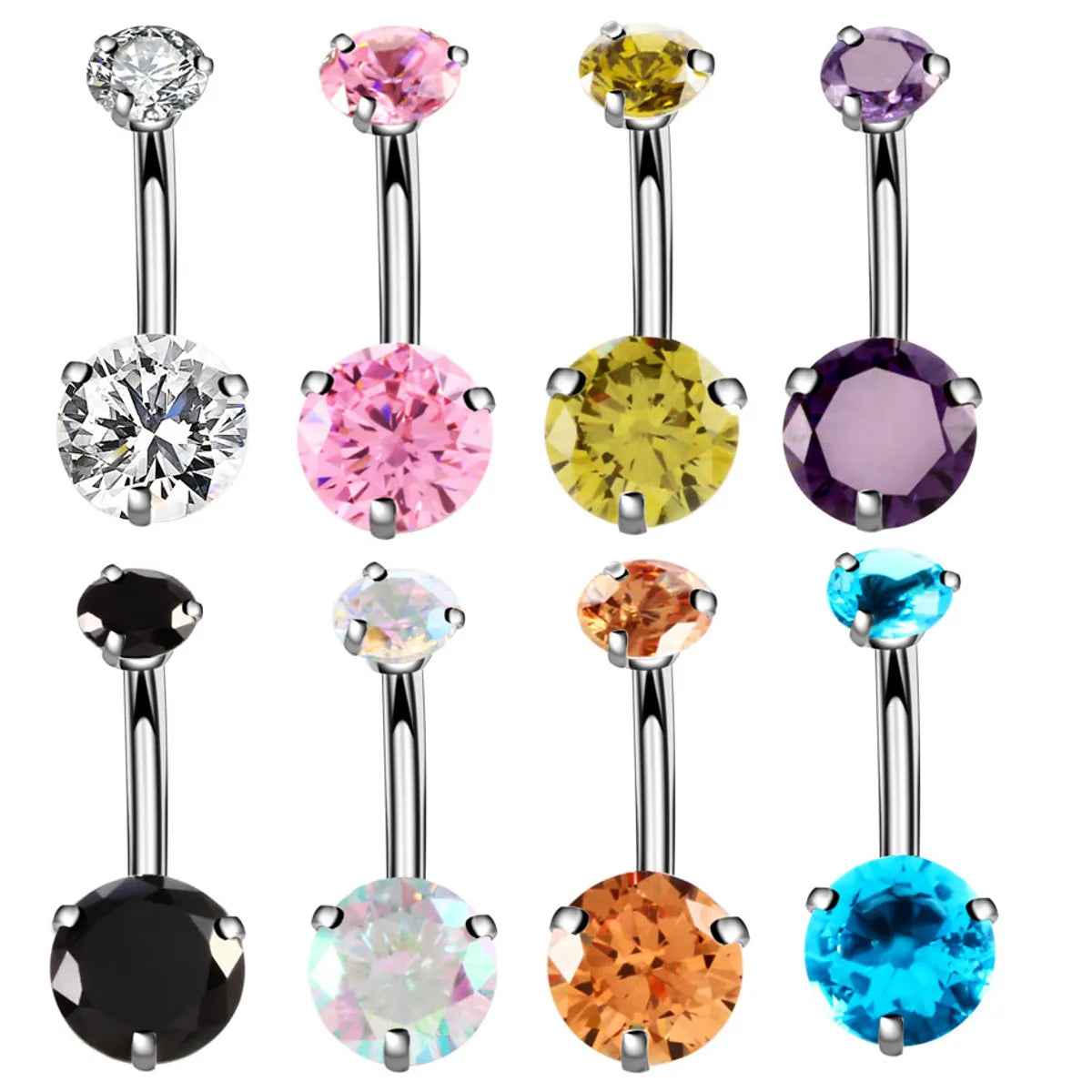 Fashion Geometric Stainless Steel Inlaid Zircon Belly Ring