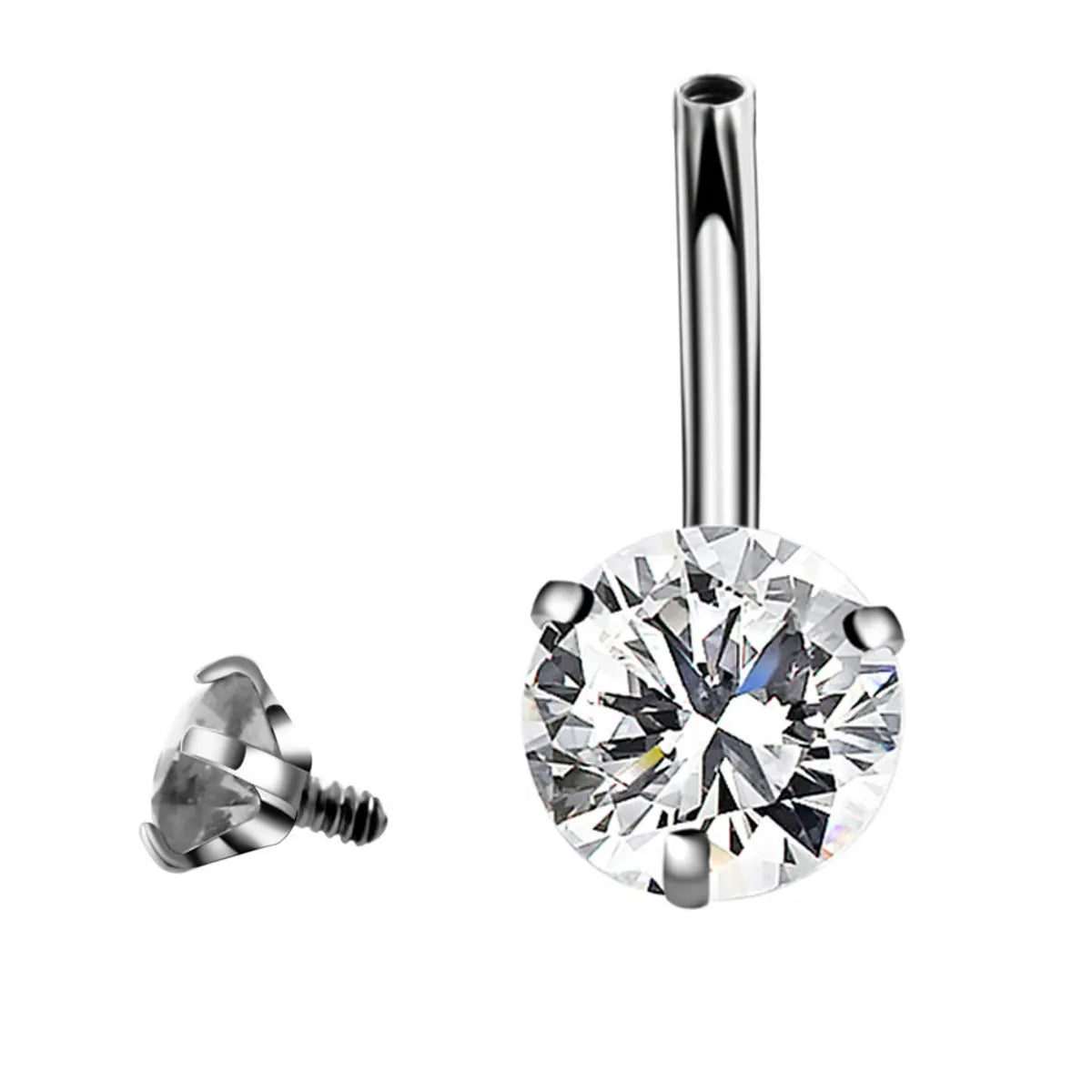 Fashion Geometric Stainless Steel Inlaid Zircon Belly Ring