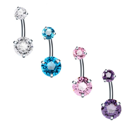 Fashion Geometric Stainless Steel Inlaid Zircon Belly Ring