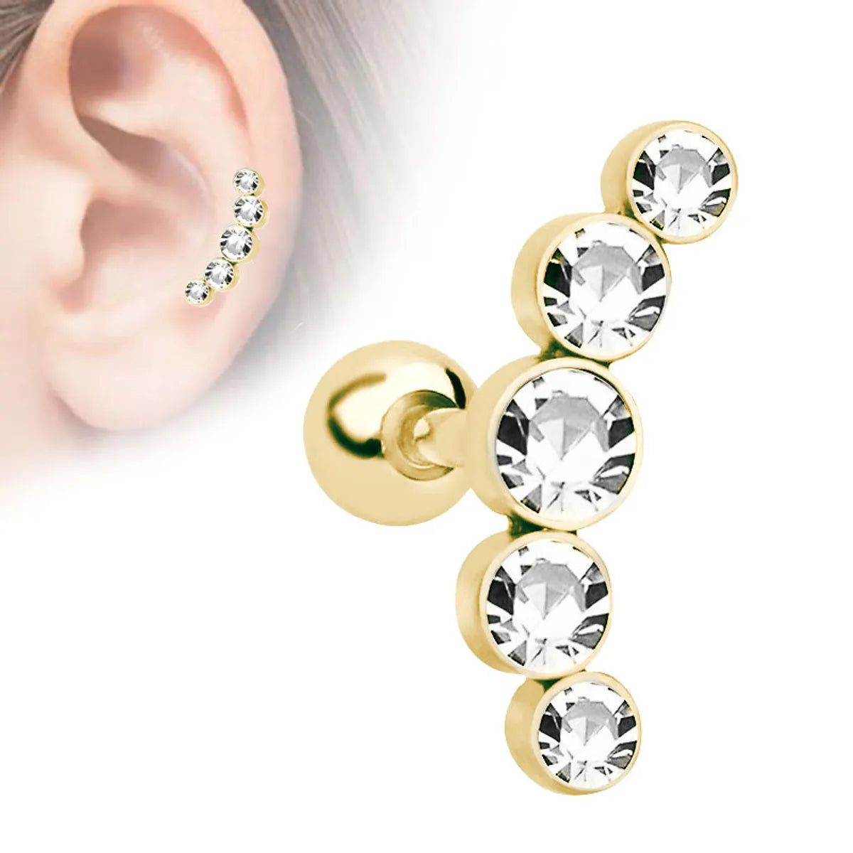 Fashion Geometric Stainless Steel Inlay Artificial Diamond Ear Studs 1 Piece