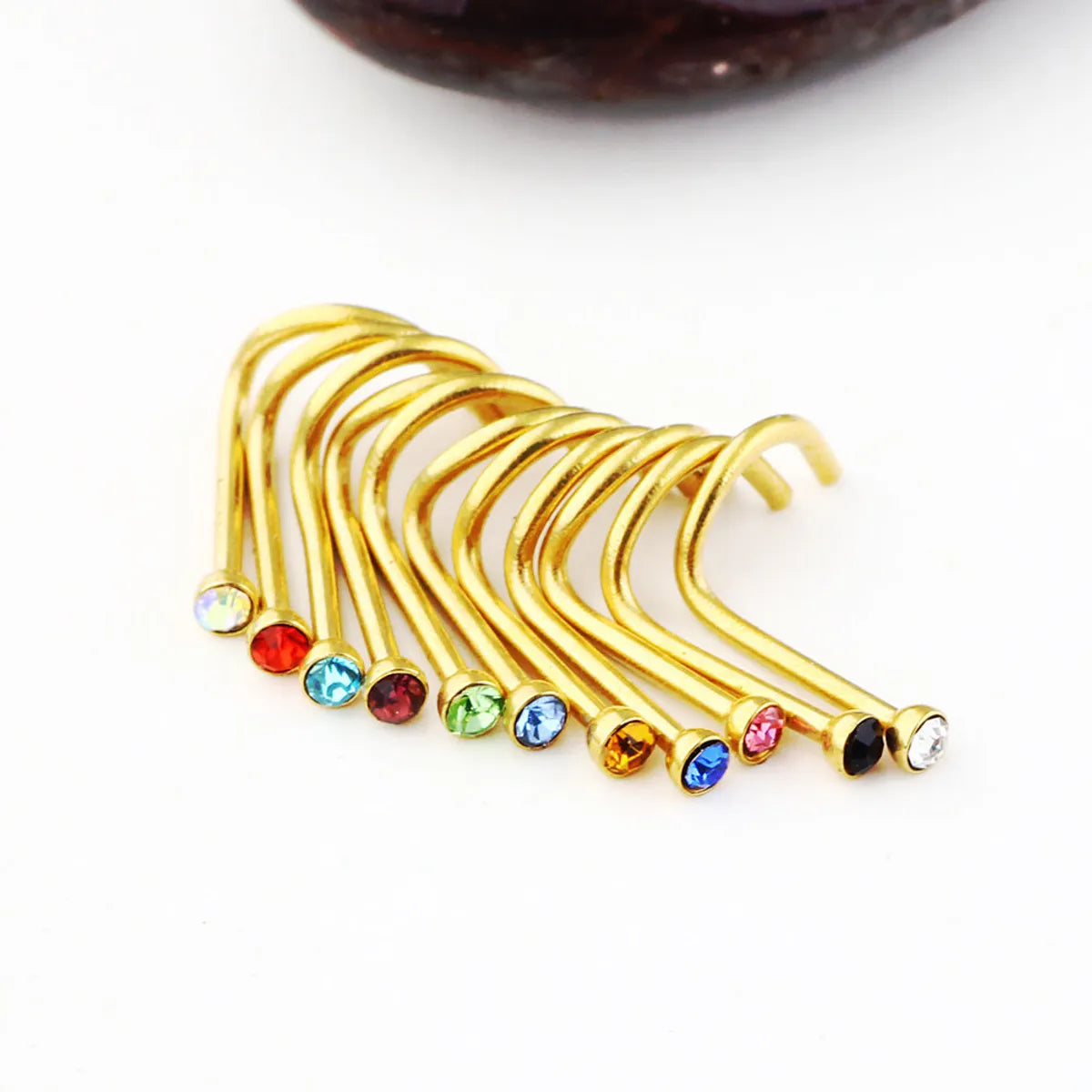 Fashion Geometric Stainless Steel Inlay Ear Studs 1 Piece