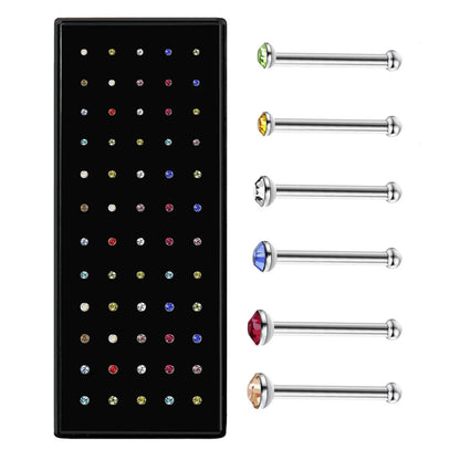 Fashion Geometric Stainless Steel Inlay Rhinestones Nose Studs 1 Set