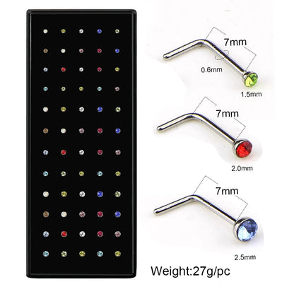 Fashion Geometric Stainless Steel Inlay Rhinestones Nose Studs 1 Set