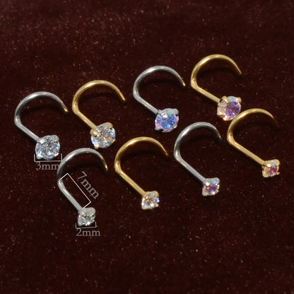 Fashion Geometric Stainless Steel Inlay Rhinestones Nose Studs