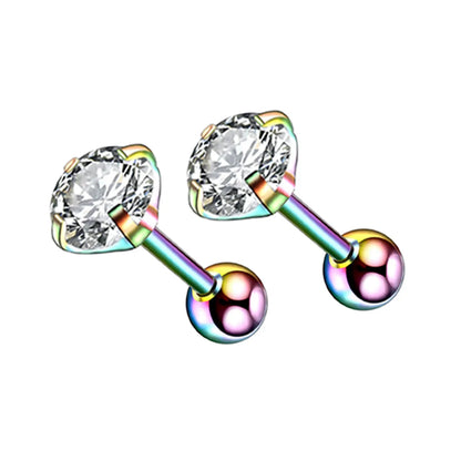 1 Piece Fashion Geometric Inlay Stainless Steel Zircon Ear Studs