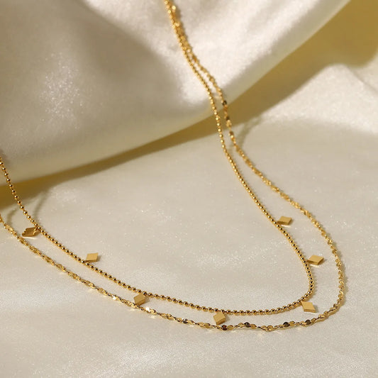 Fashion Geometric Stainless Steel Gold Plated Gold Plated Layered Necklaces