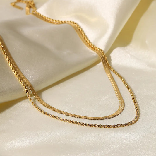 Fashion Geometric Stainless Steel Layered Necklaces Gold Plated Stainless Steel Necklaces