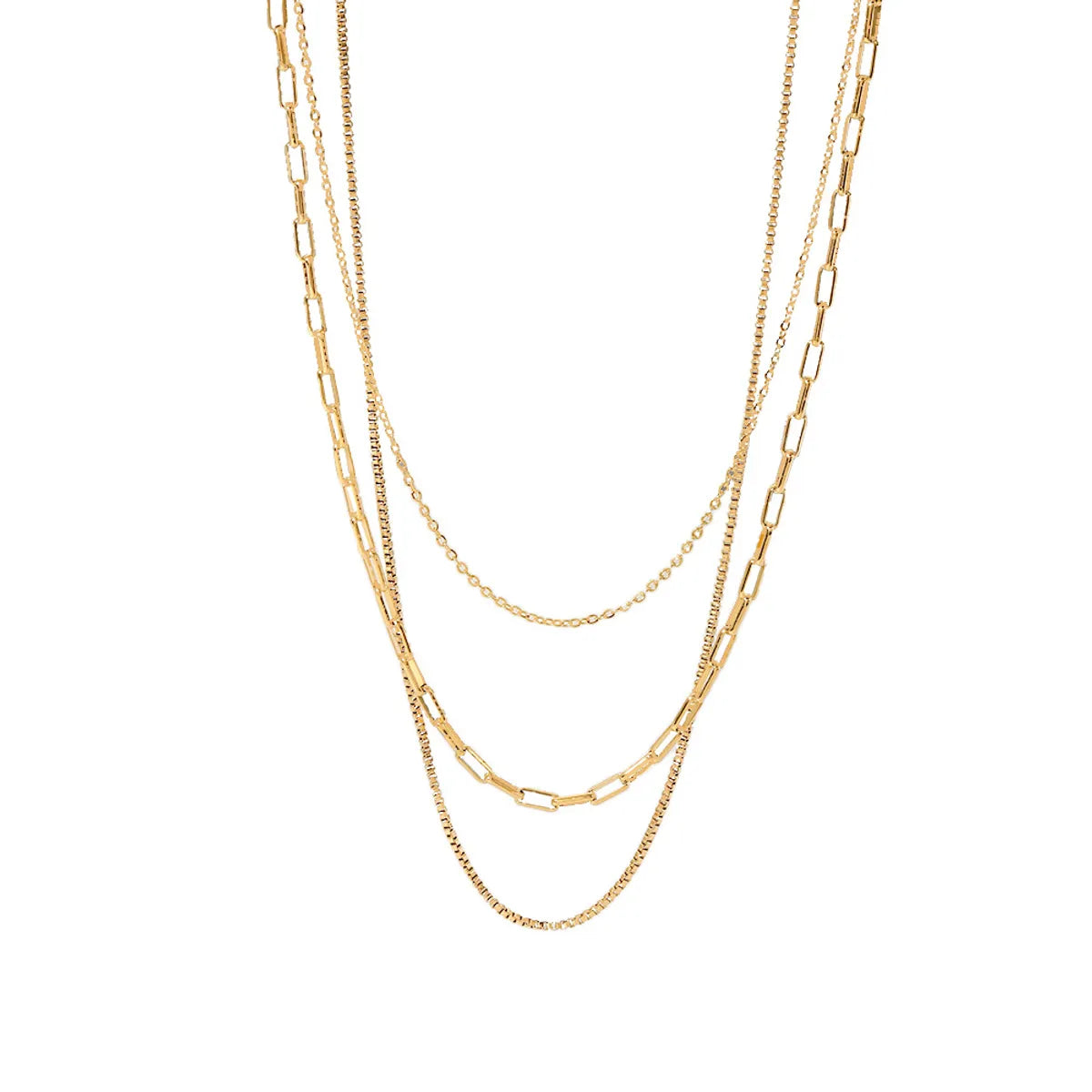 Fashion Geometric Stainless Steel Layered Necklaces Gold Plated Stainless Steel Necklaces