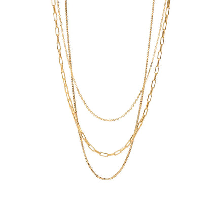 Fashion Geometric Stainless Steel Layered Necklaces Gold Plated Stainless Steel Necklaces