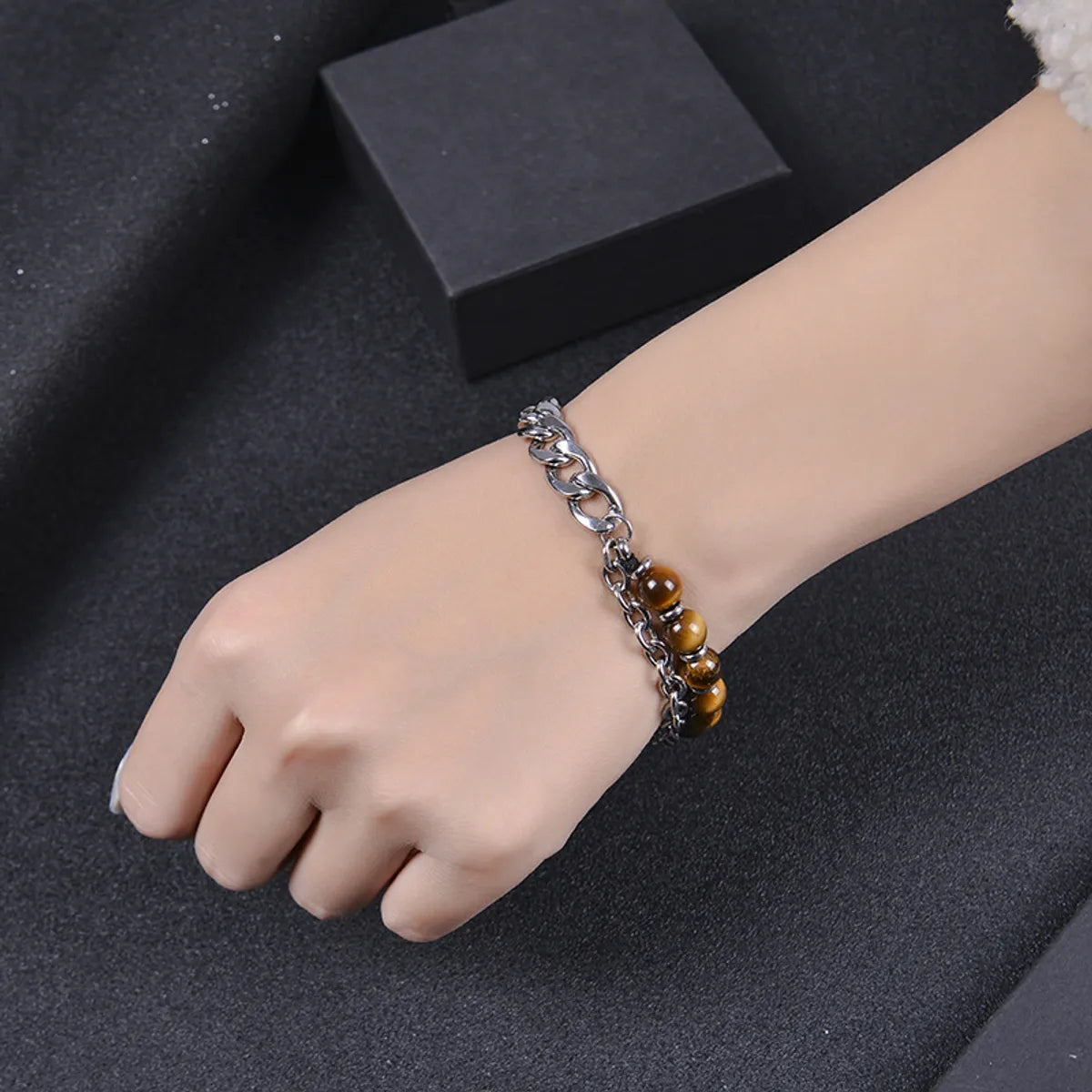 Fashion Geometric Stainless Steel Natural Stone Handmade Bracelets 1 Piece