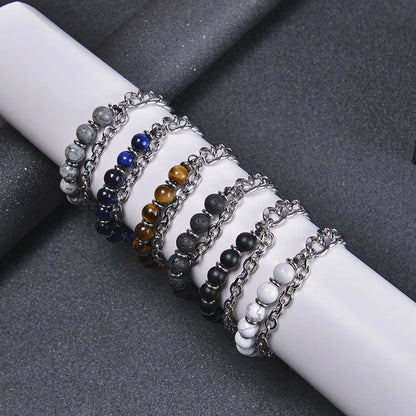 Fashion Geometric Stainless Steel Natural Stone Handmade Bracelets 1 Piece