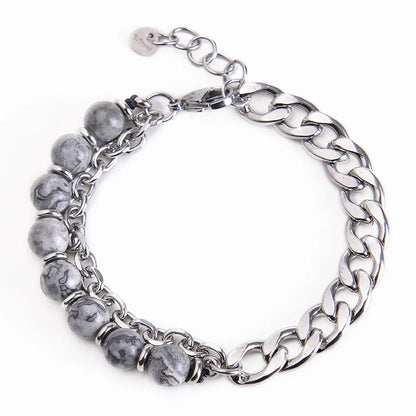 Fashion Geometric Stainless Steel Natural Stone Handmade Bracelets 1 Piece