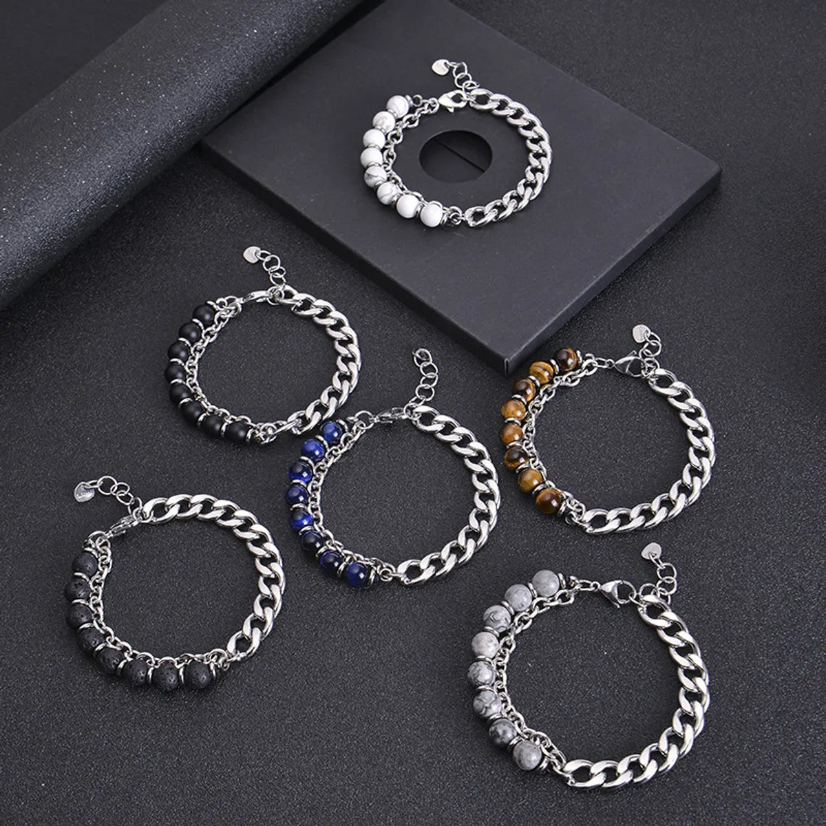 Fashion Geometric Stainless Steel Natural Stone Handmade Bracelets 1 Piece