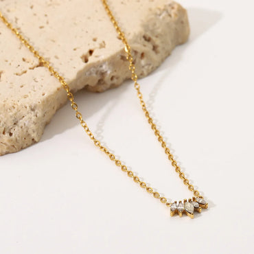 Fashion Geometric Stainless Steel Pendant Necklace Plating Zircon Stainless Steel Necklaces