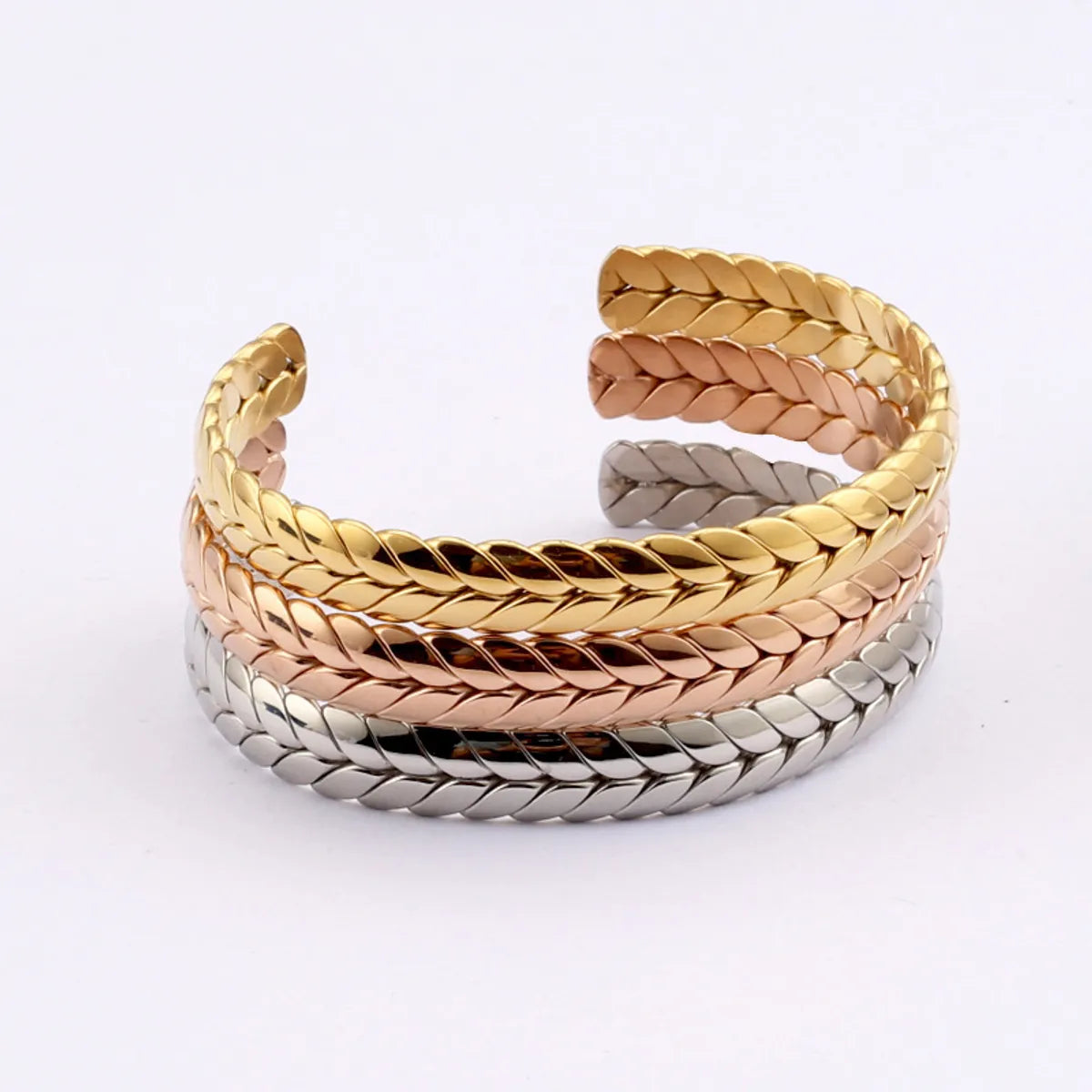 Fashion Geometric Stainless Steel Plating Bangle