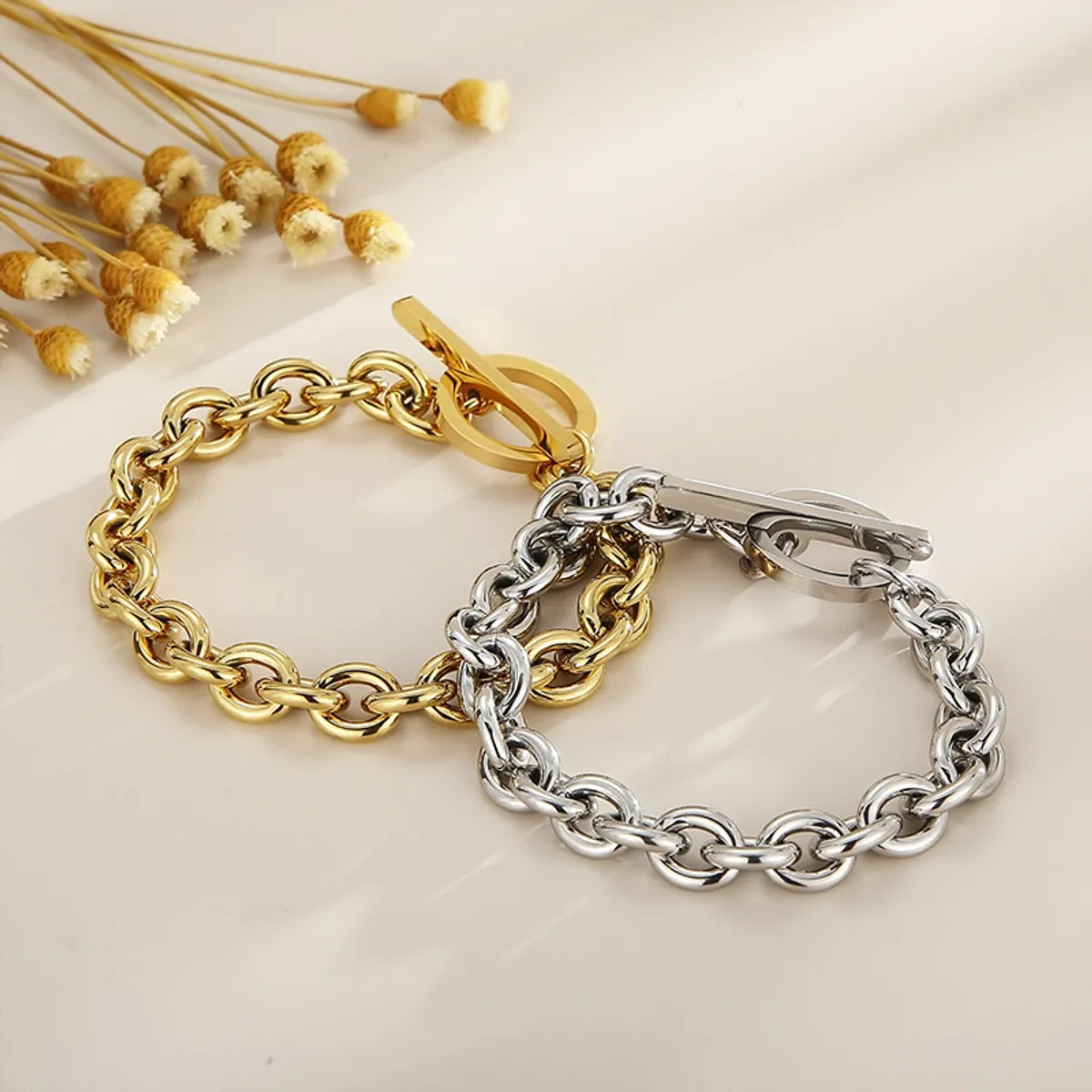 Wholesale Fashion Geometric Stainless Steel Plating Bracelets Necklace