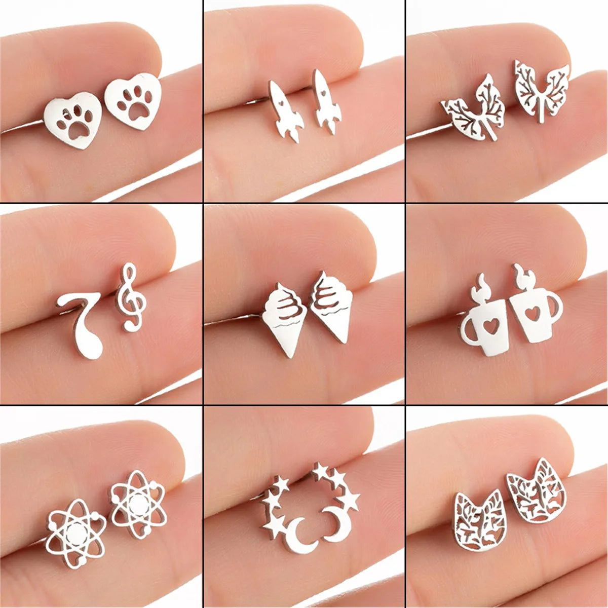 Fashion Geometric Stainless Steel Plating Ear Studs 1 Pair