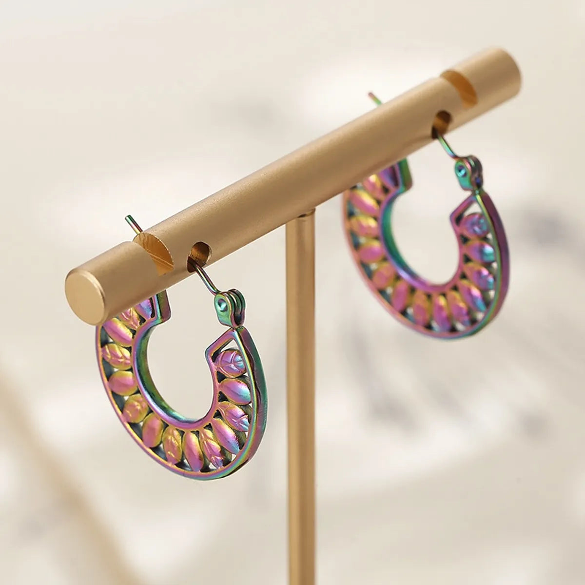 Fashion Geometric Stainless Steel Plating Hoop Earrings 1 Pair