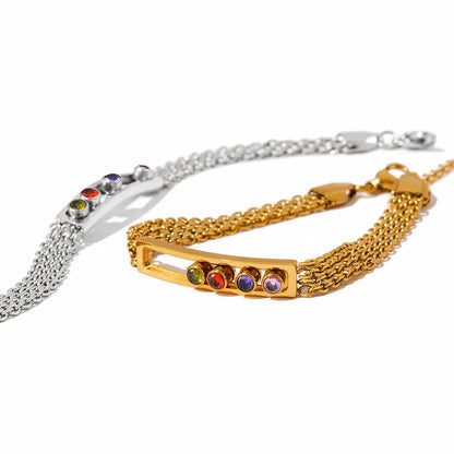 Fashion Geometric Stainless Steel Plating Inlay Zircon Bracelets