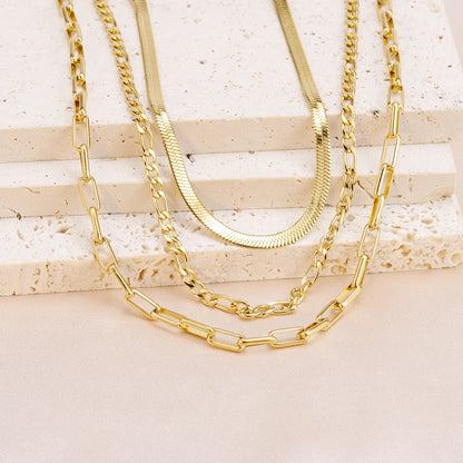 Fashion Geometric Stainless Steel Plating Layered Necklaces 1 Piece