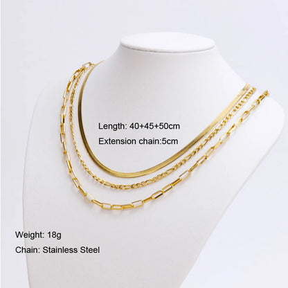 Fashion Geometric Stainless Steel Plating Layered Necklaces 1 Piece