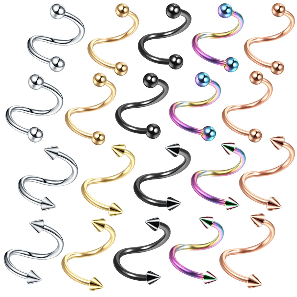 Fashion Geometric Stainless Steel Plating Lip Stud Nose Ring