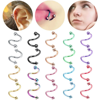 Fashion Geometric Stainless Steel Plating Lip Stud Nose Ring