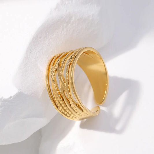 Fashion Geometric Stainless Steel Plating Open Ring