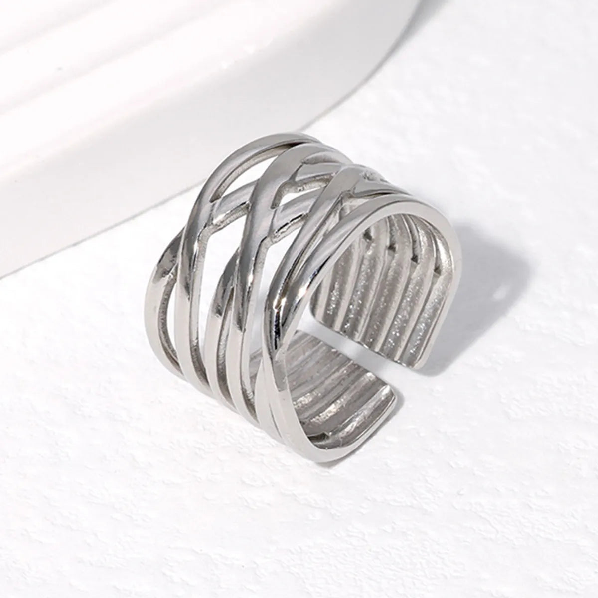 Fashion Geometric Stainless Steel Plating Open Ring