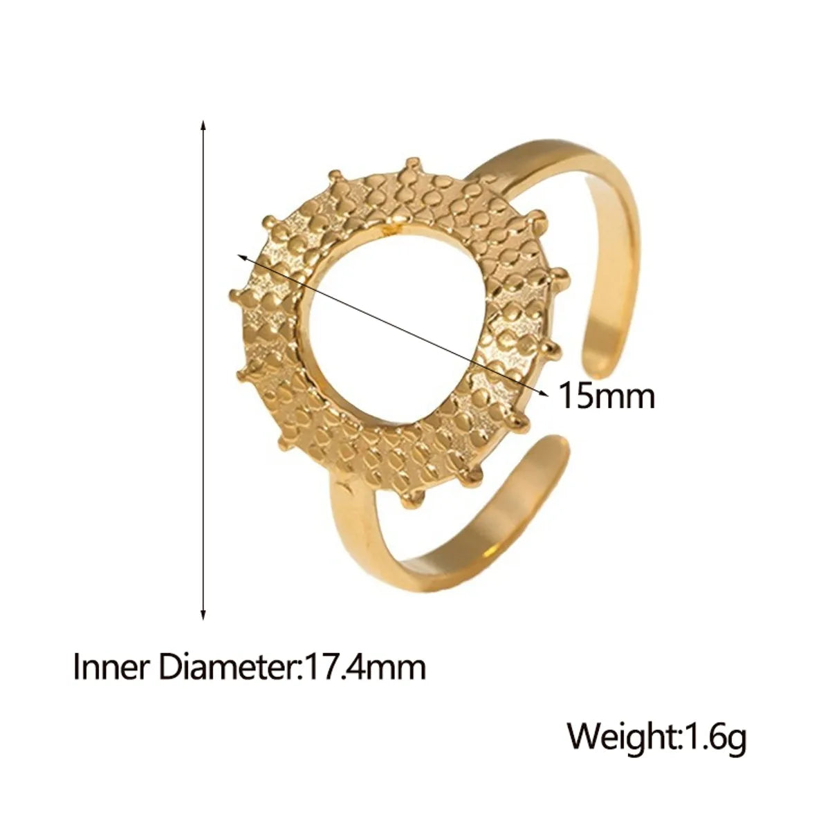 Fashion Geometric Stainless Steel Plating Open Ring