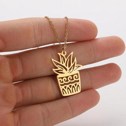 Stainless Steel Fashion Plating Geometric Pendant Necklace