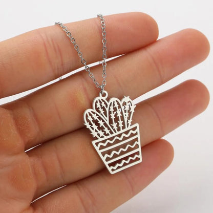 Stainless Steel Fashion Plating Geometric Pendant Necklace