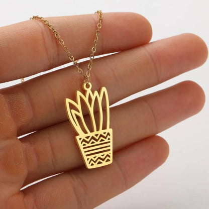 Stainless Steel Fashion Plating Geometric Pendant Necklace