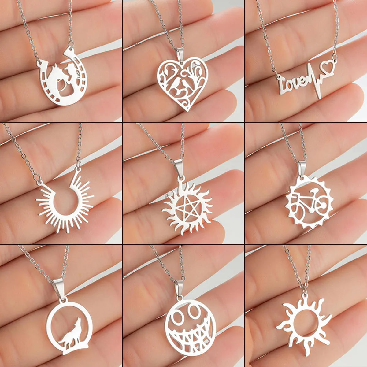 Stainless Steel Fashion Plating Geometric Pendant Necklace