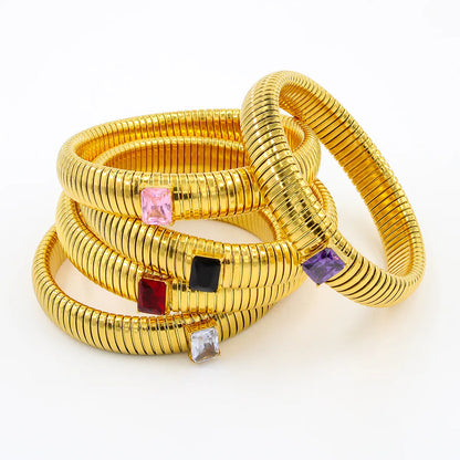 Fashion Geometric Stainless Steel Plating Zircon Bangle 1 Piece