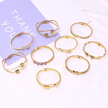 Fashion Geometric Stainless Steel Plating Zircon Bangle