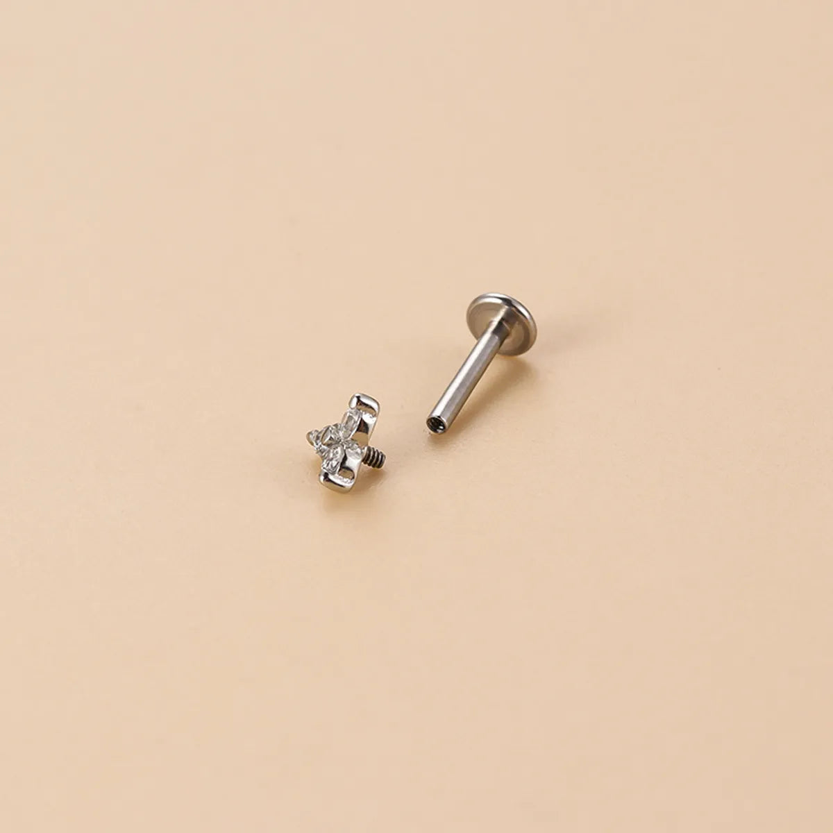 Fashion Geometric Stainless Steel Plating Zircon Lip Stud