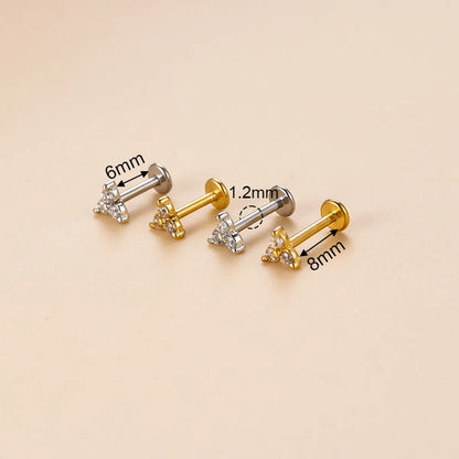 Fashion Geometric Stainless Steel Plating Zircon Lip Stud