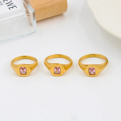 Fashion Geometric Stainless Steel Plating Zircon Rings 1 Piece