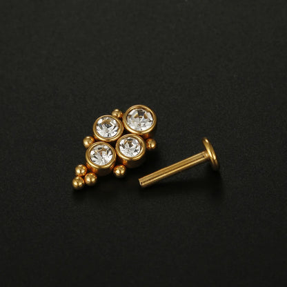 Fashion Geometric Stainless Steel Zircon Lip Stud 1 Piece