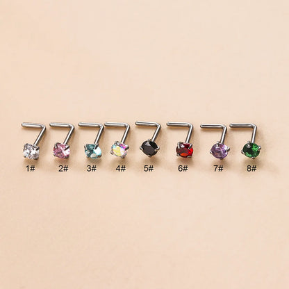 Fashion Geometric Stainless Steel Zircon Nose Studs 1 Piece