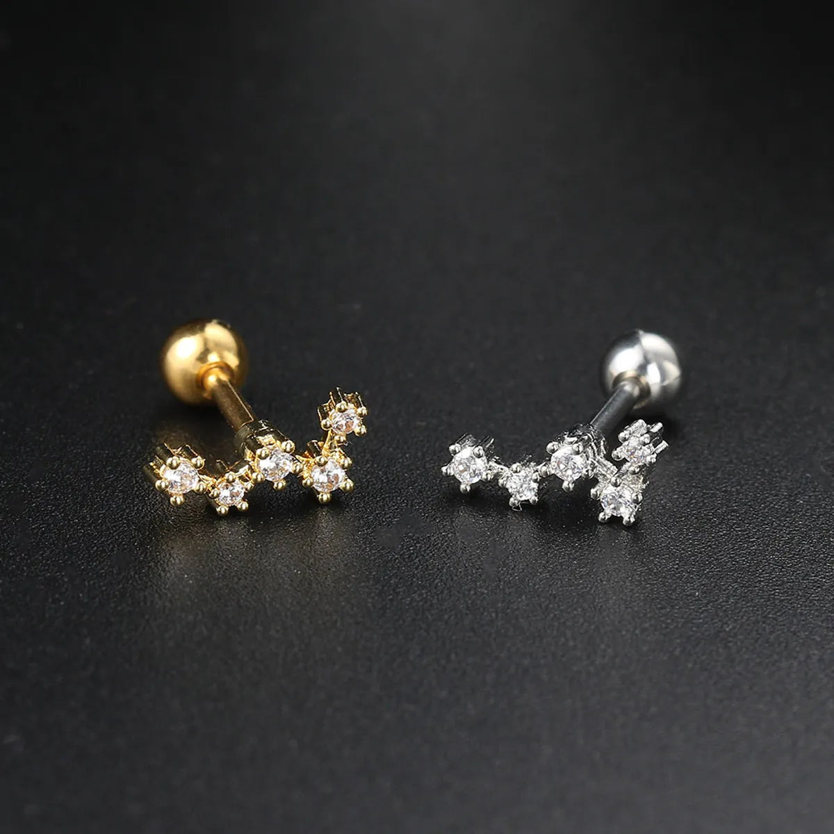 Fashion Geometric Star Copper Plating Zircon Ear Studs 1 Piece