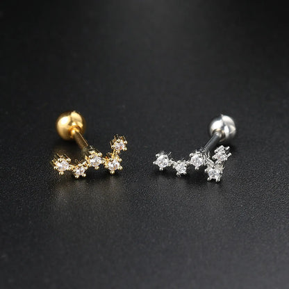 Fashion Geometric Star Copper Plating Zircon Ear Studs 1 Piece