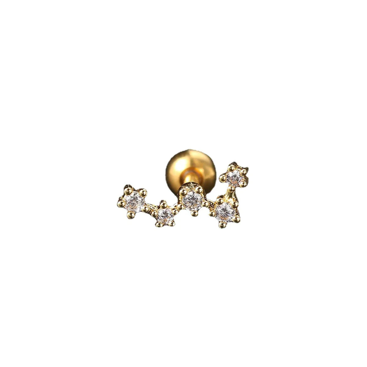 Fashion Geometric Star Copper Plating Zircon Ear Studs 1 Piece