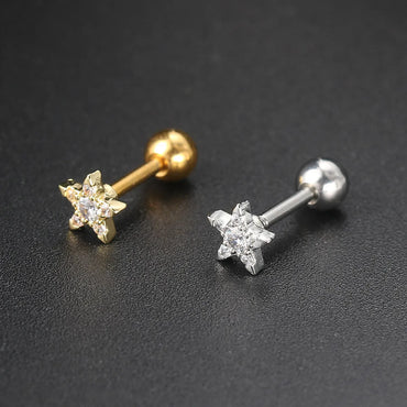 Fashion Geometric Star Copper Plating Zircon Ear Studs 1 Piece