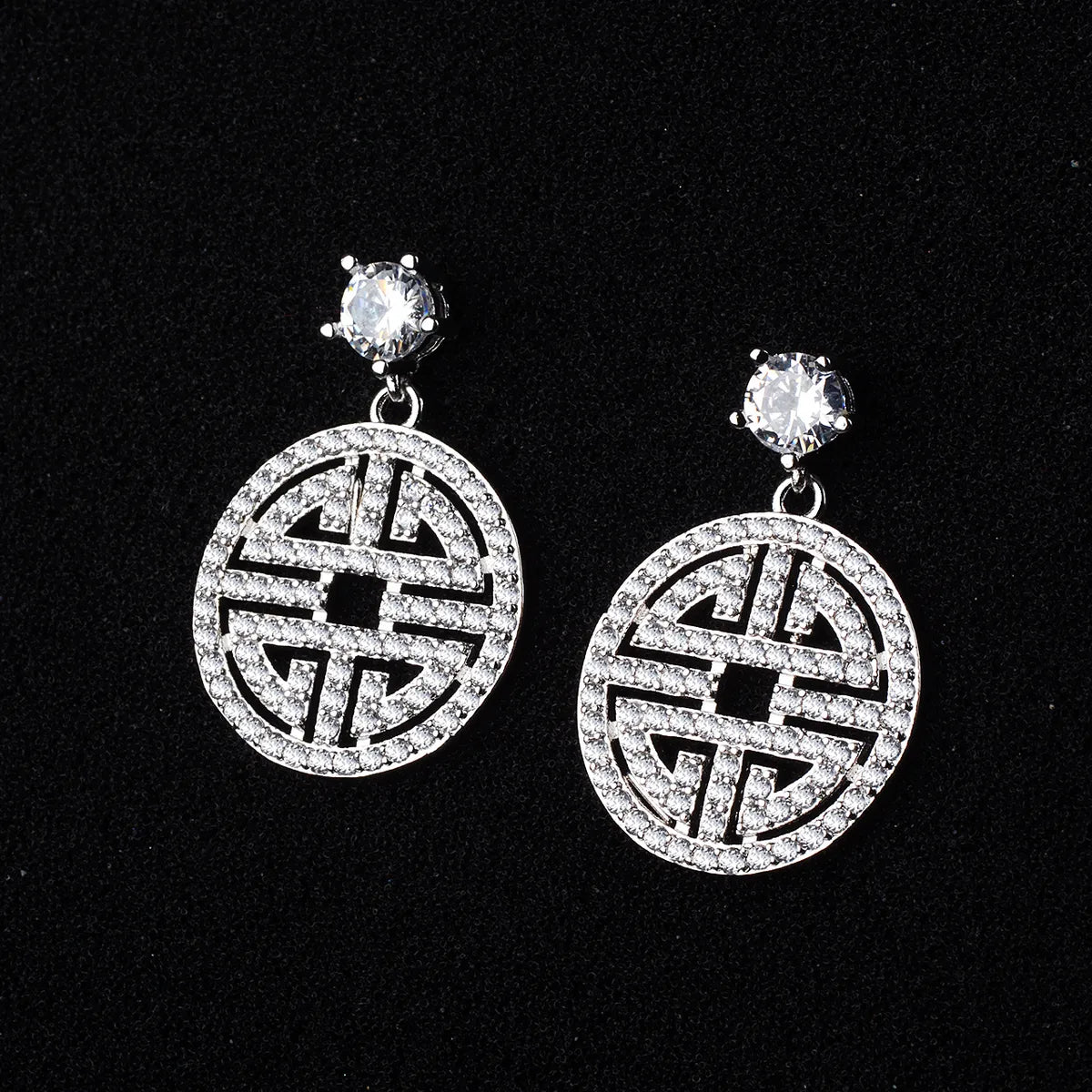 Fashion Geometric Sterling Silver Diamond Artificial Gemstones Earrings