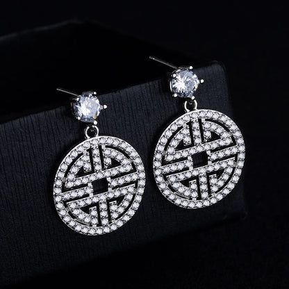 Fashion Geometric Sterling Silver Diamond Artificial Gemstones Earrings